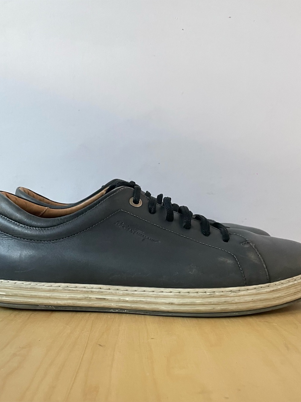 Salvatore Ferragamo Newport Leather Sneakers | US 13 EE